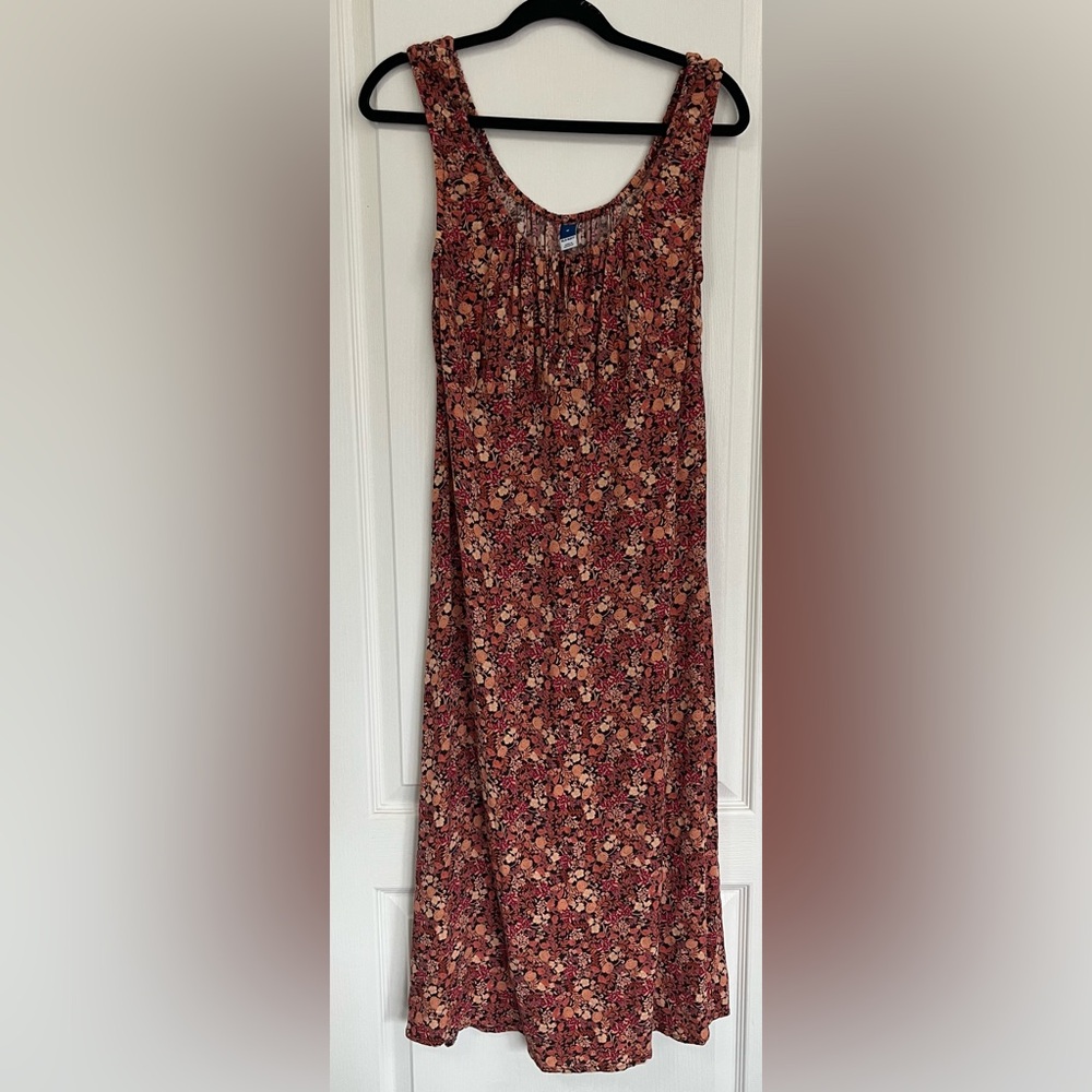 Old Navy Brown/Orange Floral Sleeveless Maxi Dress size M